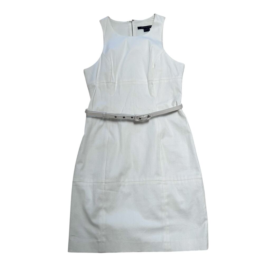 French Connection White Belted Shift Dress Size 8